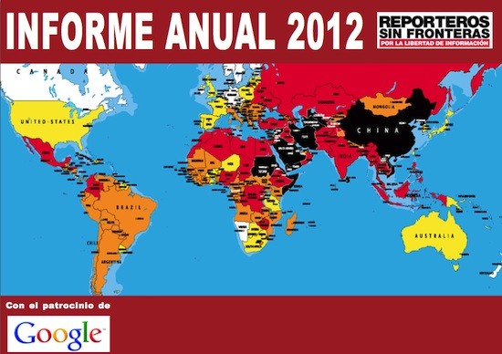 RSF-informe-2012-mapa La libertad de prensa el 3 de mayo de 2013