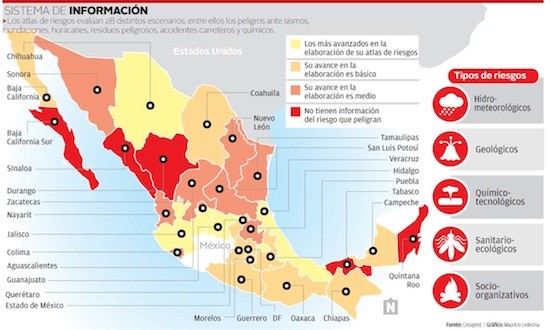 Mexico-mapa-riesgos Inundaciones en México, un desastre a rentabilizar