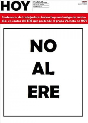 Hoy-Badajoz-No-al-ere Condena a Hoy de Badajoz por vulnerar el derechos de huelga