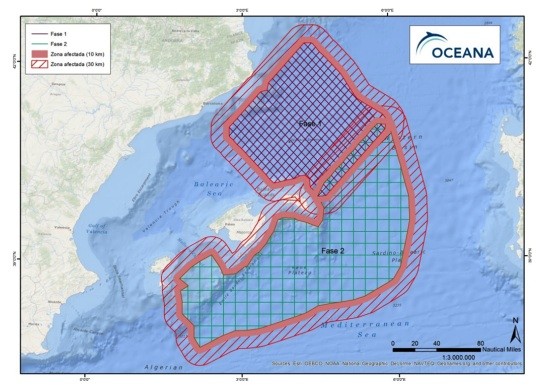 Oceana-petroleo-baleares-mapa El estruendo marino del petróleo perjudica la pesca y el turismo