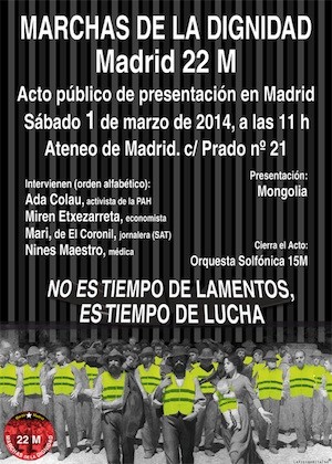 cartel-presenta-marchas-dignidad-madrid 22 marzo: marchas de la dignidad en España 