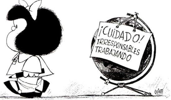 Mafalda-Mundo-irresponsables-trabajando Quino Príncipe de Asturias de Comunicación y Humanidades