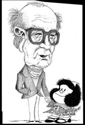 Quino-con-Mafalda Quino Príncipe de Asturias de Comunicación y Humanidades