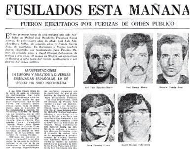 Fusilados-Frap-Eta-19750927 Los mataron al alba: últimas víctimas del franquismo