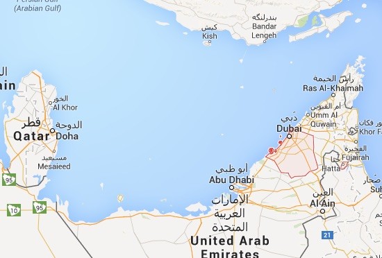 Dubai-mapa En español: Dubái, con tilde en la a