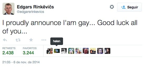 Edgar-Rinkevics-twitter-gay En Letonia, el ministro Rinkevics sale del armario en un tuit