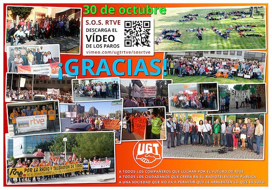 UGT-RTVE-paros-gracias Movilizaciones para frenar la caída de Radio Televisión Española