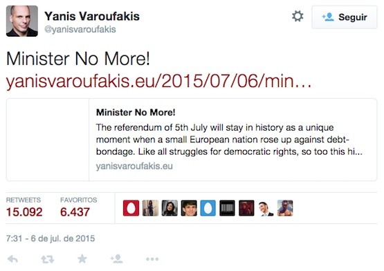 Varoufakis-dimite-tuit Varoufakis dimite para no servir de excusa al eurogrupo