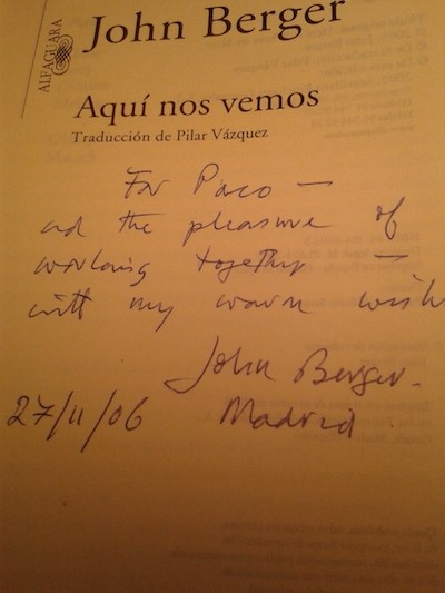 berger-autografo John Berger: referente de la cultura europea del último siglo