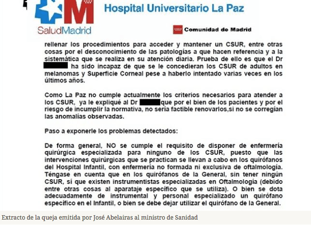 escrito-dr-abelairas-cam Jefe Oftalmología Infantil de La Paz de Madrid destituido por protestar