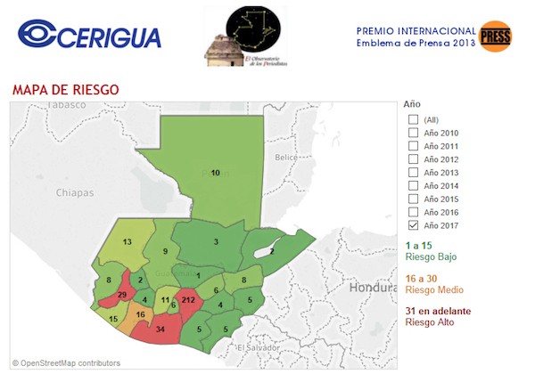 guatemala-mapa-riesgo-periodistas-2017 Guatemala pintada de rojo en el mapa de prensa