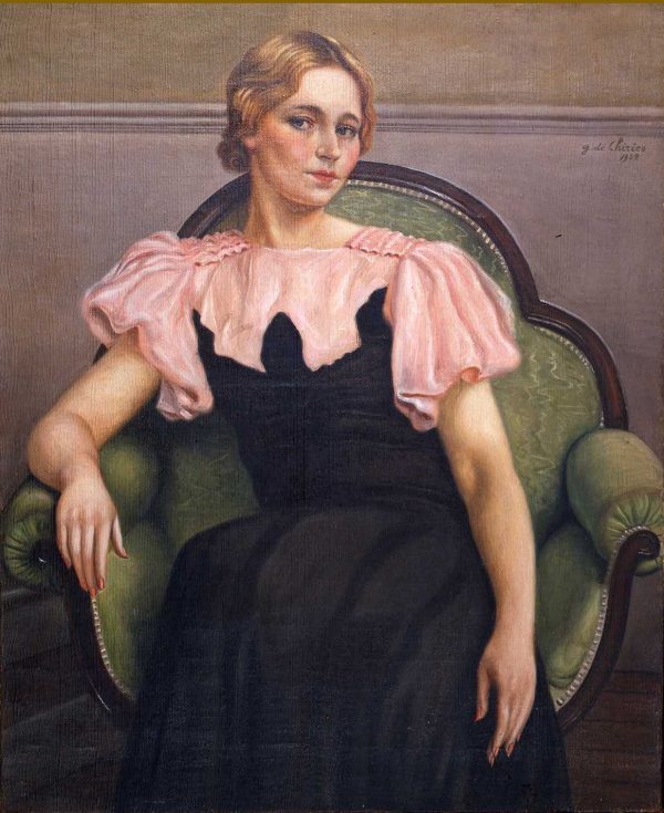 i-retrato-de-isa-vestido-rosa-y-negro-i-c-1934-fondazione-giorgio-e-isa-de-chirico-roma-c-giorgio-de-chirico-vegap-600x735 Giorgio de Chirico y su mundo metafísico