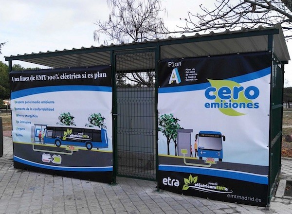 madrid-marquesina-autobuses-cero-emisiones Madrid activa la primera ruta de autobuses urbanos "cero emisiones"