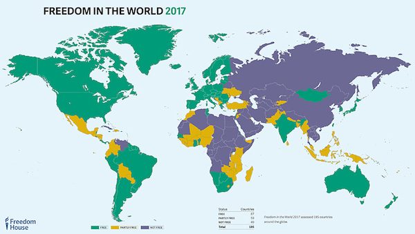 mapa-libertad-2017-freedom-house-600x339 Marruecos dispone de un ejército digital progubernamental