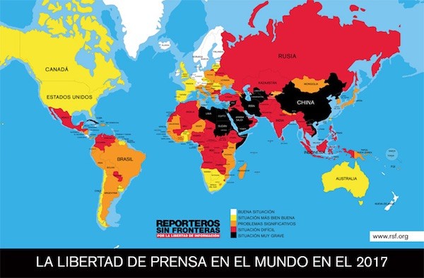 rsf-2017 Guatemala pintada de rojo en el mapa de prensa