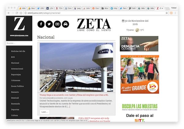 zeta-mexico-pantallazo-600x420 El semanario Zeta amenazado por el narcotráfico