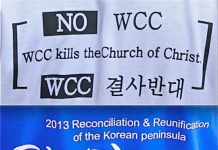 X Asamblea del Consejo Mundial de Iglesias en Busan, Corea. Camisetas contra y a favor de la Asamblea (detalle)