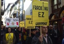 Protesta contra el fracking organizada por Greenpeace