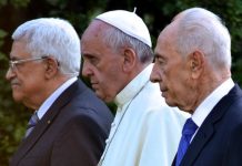 Mahmoud Abbas, el papa Francisco y Simón Peres