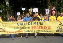 Manifestación contra el fracking en el Valle del Mena, Burgos, España