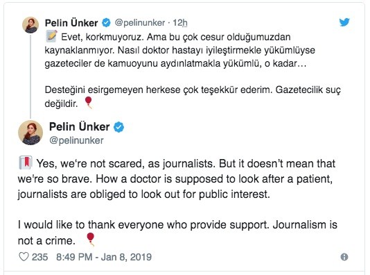 pelin-unker-tuit Periodismo en Turquía: 13 meses de cárcel a Pelin Ünker por los Paradise Papers