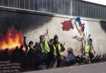 Julio Feo: mural en honor de los gilet jaunes, Paris, marzo de 2019