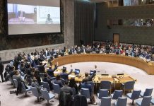 ONU/Eskinder Debebe El Consejo de Seguridad de las Naciones Unidas debate las amenazas a la paz y la seguridad internacionales causadas por actos terroristas en la sede de las Naciones Unidas en Nueva York el 28 de marzo de 2019.