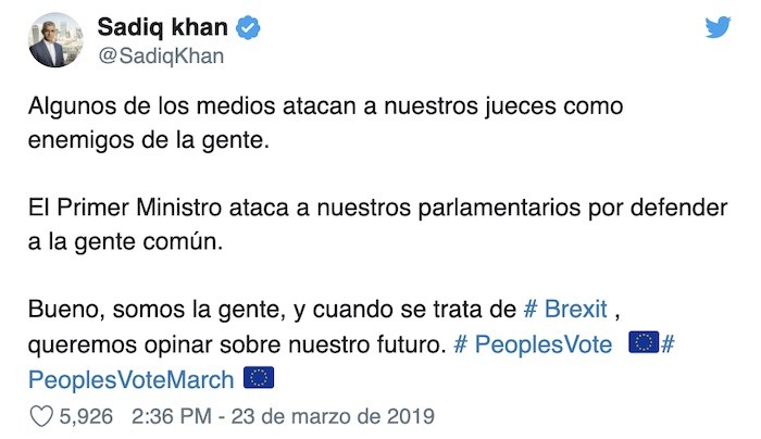 sadiq-khan-brexit-20190323 Put It To the People: ciudadanos británicos se movilizan contra el brexit