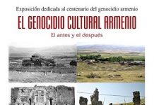 Cartel sobre la exposición del genocidio en la Biblioteca Regional de Castilla La Mancha, en Toledo