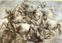 Leonardo Da Vinci, Batalla de Anghiari. Copia de Rubens en el Museo del Louvre