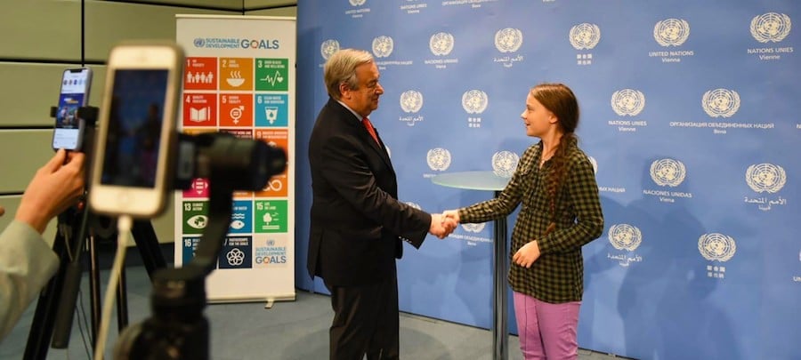 onu-nikoleta-haffar-la-activista-greta-thunberg-con-guterres Guterres aboga por la diversidad social y cultural como fuente de riqueza