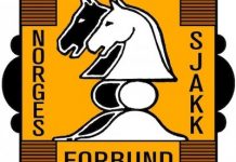 Logotipo de la Federación Noruega de Ajedrez (NSF) conocida como Sjakkforbundet