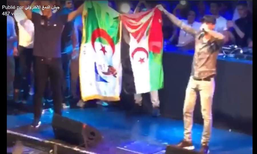 soolking-banderas-argelia-y-sahara La bandera del Sahara ondeada en un concierto en España, objeto de polémica