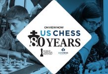 Cartel de la exposición '80 aniversario de la US Chess Federation'