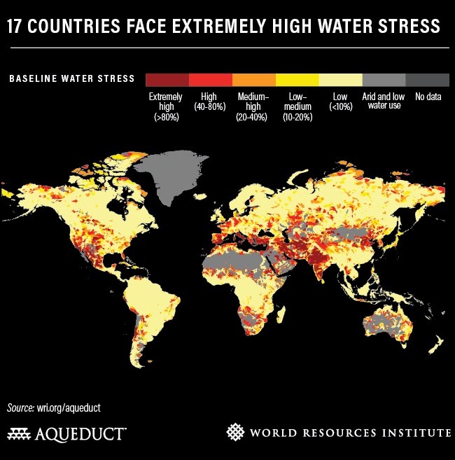 WRI-mapa-sequia Falta de agua amenaza a la cuarta parte de la población mundial