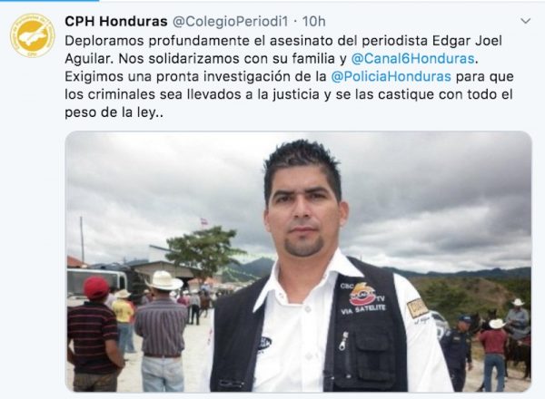 tuit-Edgar-Joel-Aguilar-600x440 El asesinato del periodista Edgar Joel Aguilar, relacionado con su profesión