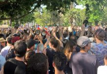 Diana Leal Manifestantes en las calles de Santiago de Chile
