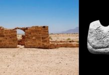 Ruinas de Humayma, al sur de Jordania. Al lado, pieza más antigua de ajedrez.