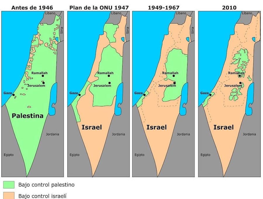 territorios-israelí-y-palestino-1946-2010 ONU pide restablecer objetivo de los dos estados de Palestina e Israel