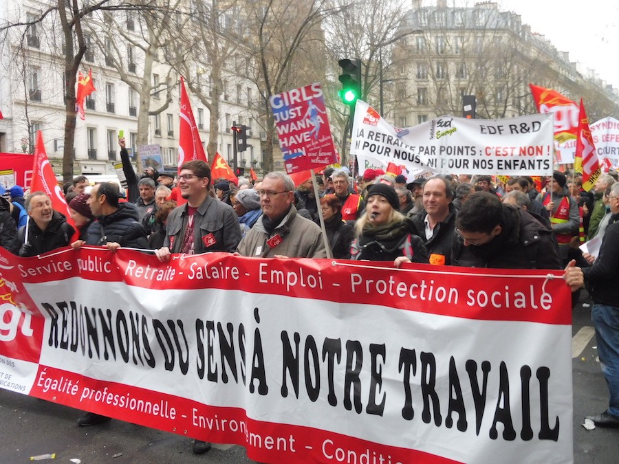 Francia-protestas-sindicatos-9ENE2020 Francia, 9 de enero 2020: cuarta jornada de masiva movilización nacional