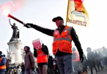 Francia, protestas contra la reforma por decreto de las pensiones publicas del gobierno de Emmanuel Macron