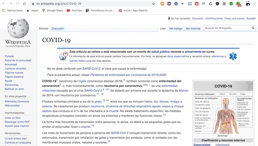 Wikipedia-Covid-19 Wikipedia en guardia contra la desinformación sobre el Covid-19