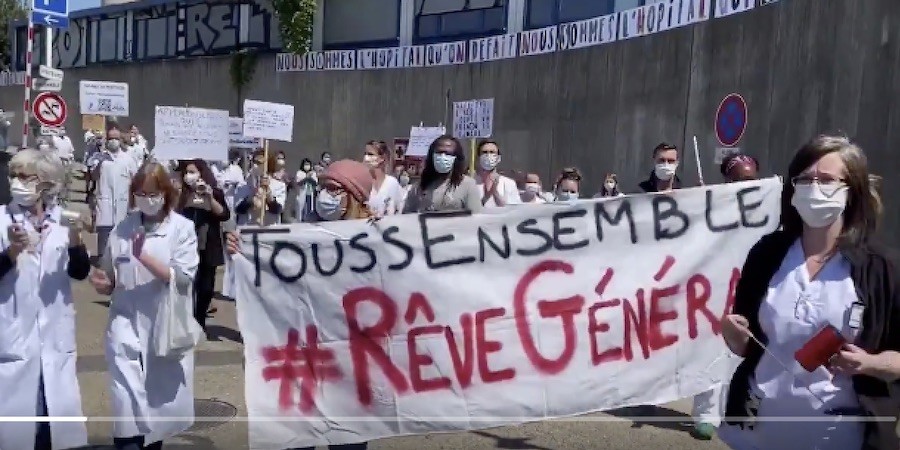 Francia: movilizaciones del personal sanitario del hospital Robert Debre, París