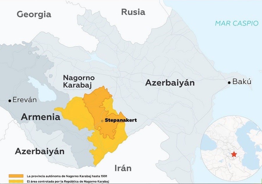 Armenia-Azerbaiyán-zona-del-conflicto Batallas calientes entre Azerbaiyán y Armenia por el enclave de Nagorno-Karabaj