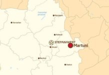 Mapa donde se ubica Martuni, en Nagorno Karabaj, Artsaj para los armenios