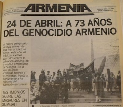 portada-armenia-20abr1988 Diario Armenia cumple noventa años y es reconocido en Buenos Aires