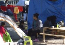 UNICEF/César Amador Solicitantes de asilo en el campamento de Matamoros, en México, a la espera de sus audiencias de inmigración.