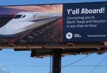 Valla publicitaria de Texas Central autopista 30 en Grimes 21DIC2018.