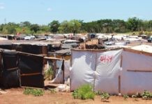 El Campamento Miriam Farias que campesinos sin tierra instalaron en junio de 2021, al ocupar un predio que nada produce en el oeste del estado de São Paulo, en el sur de Brasil. © Mario Osava / IPS