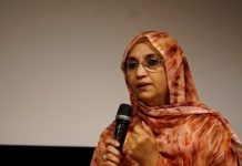 Aminetu Haidar en un acto en Suecia